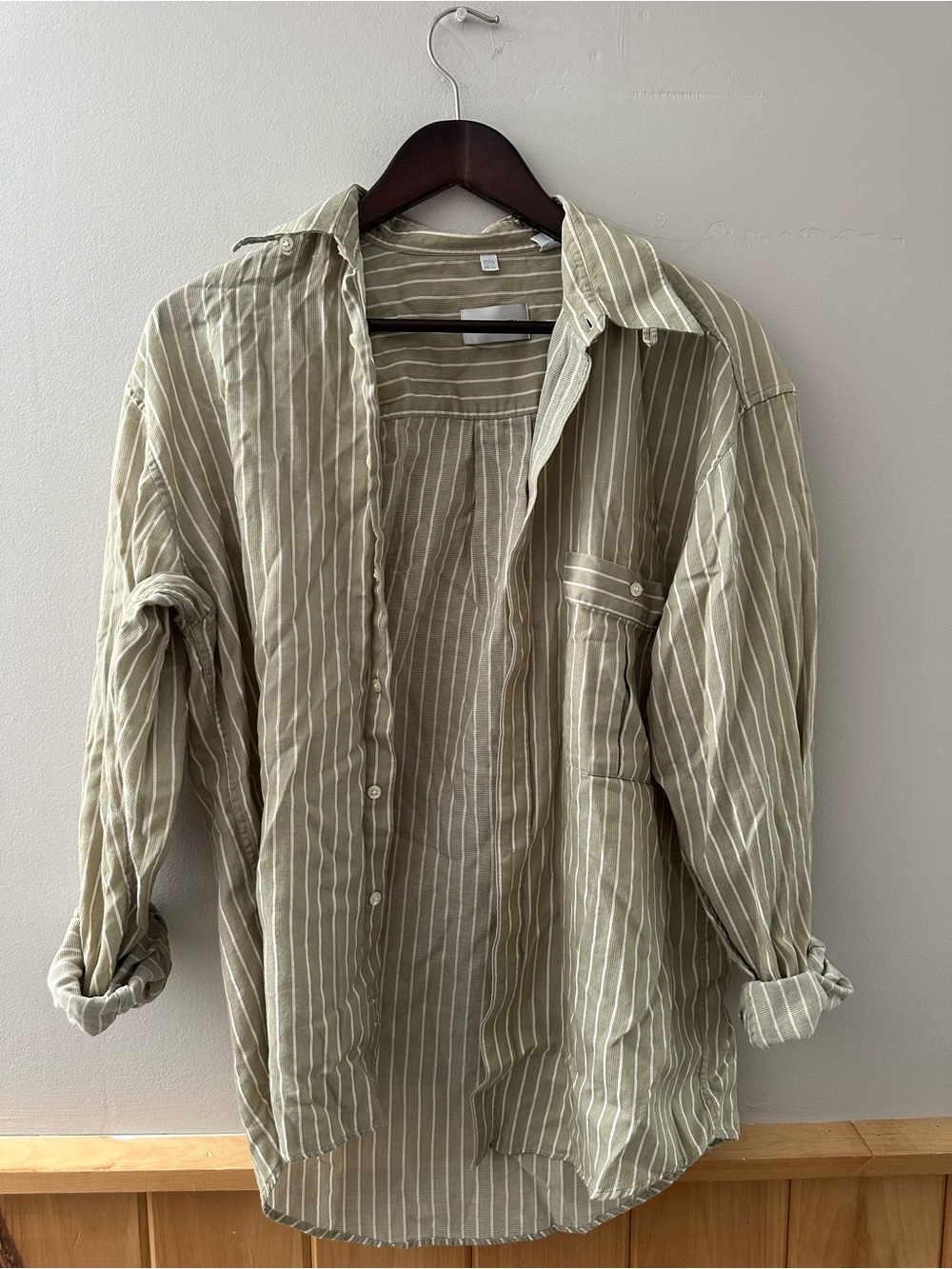 Andrew Fezza Olive & White Striped Collared Shirt